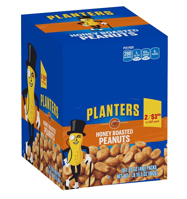 Planter honey roasted peanut 2/$1.09 18ct