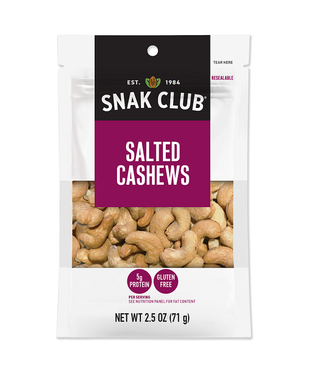 Snak club salted cashews 2.5oz