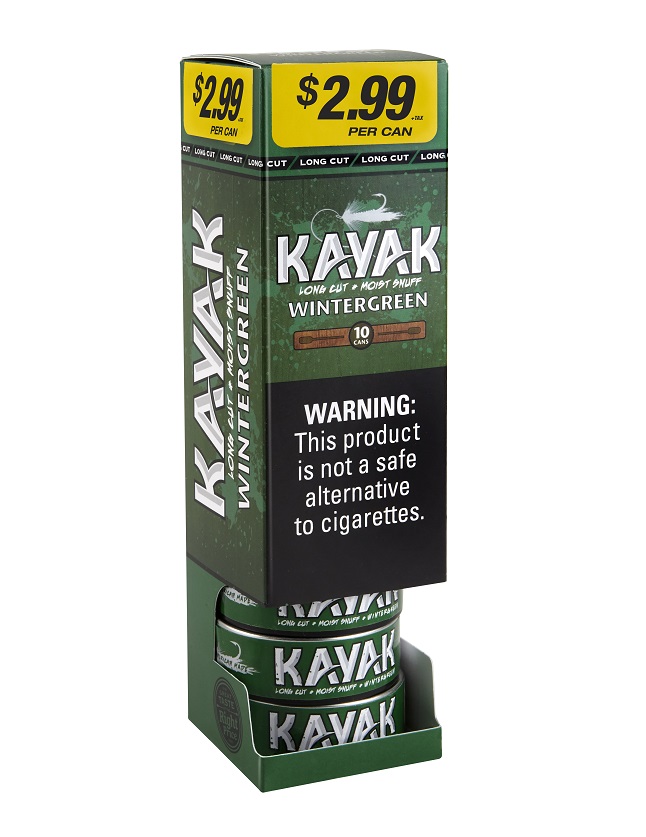 KAYAK LC WINTERGREEN 2.99 10CT 1.2OZ Smokeless Snuff Tobacco Texas Wholesale