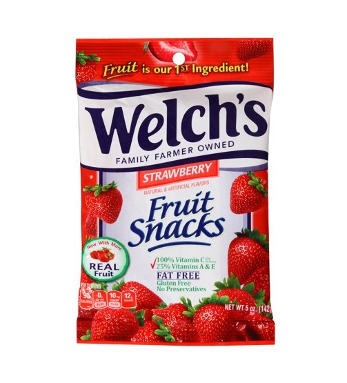 Welch`s strawberry fruit snacks h/b 5oz