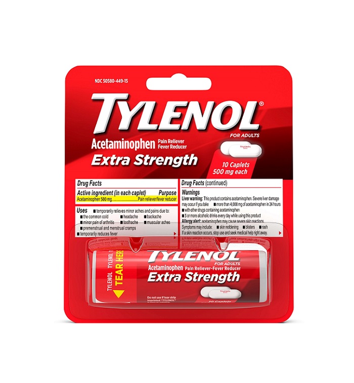 Tylenol extra strength vial blister 10ct