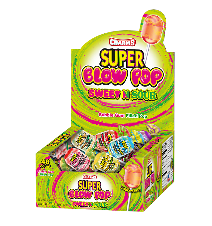 Charms sweet & sour super blow pops 48ct