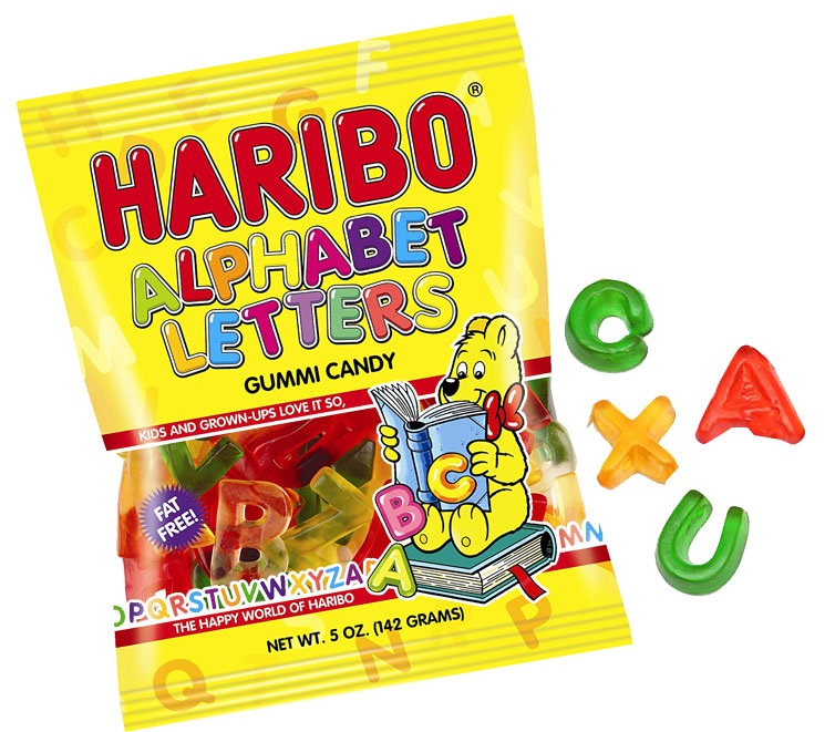 Haribo alphabet letters gummi candy h/b 5oz