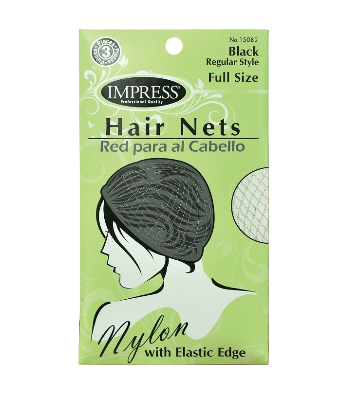 Impress black hairnet 3ct