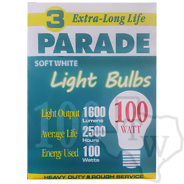 Light bulb 100 watt 3ct
