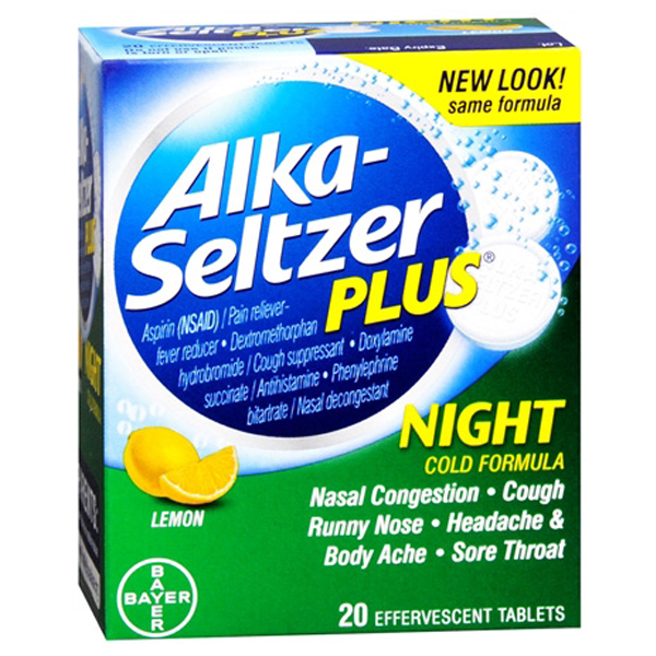 ALKA SELTZER PLUS NIGHT COLD FORMULA LEMON 20ct - Cold, Cough, & Flu ...