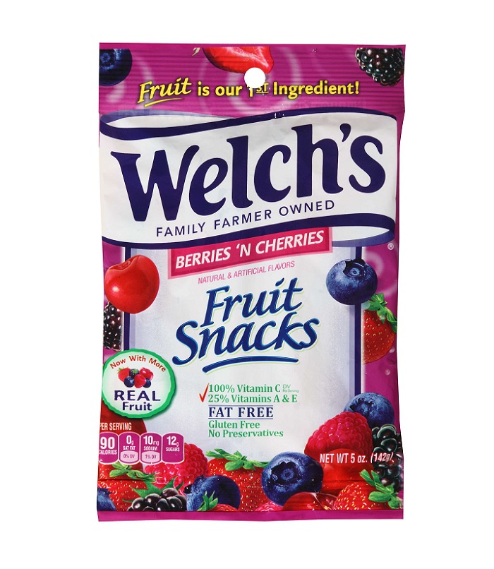 Welch`s berries `n cherries fruit snacks h/b 5oz