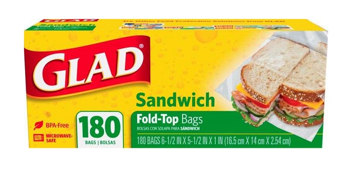 Glad fold top sandwich bag 180ct