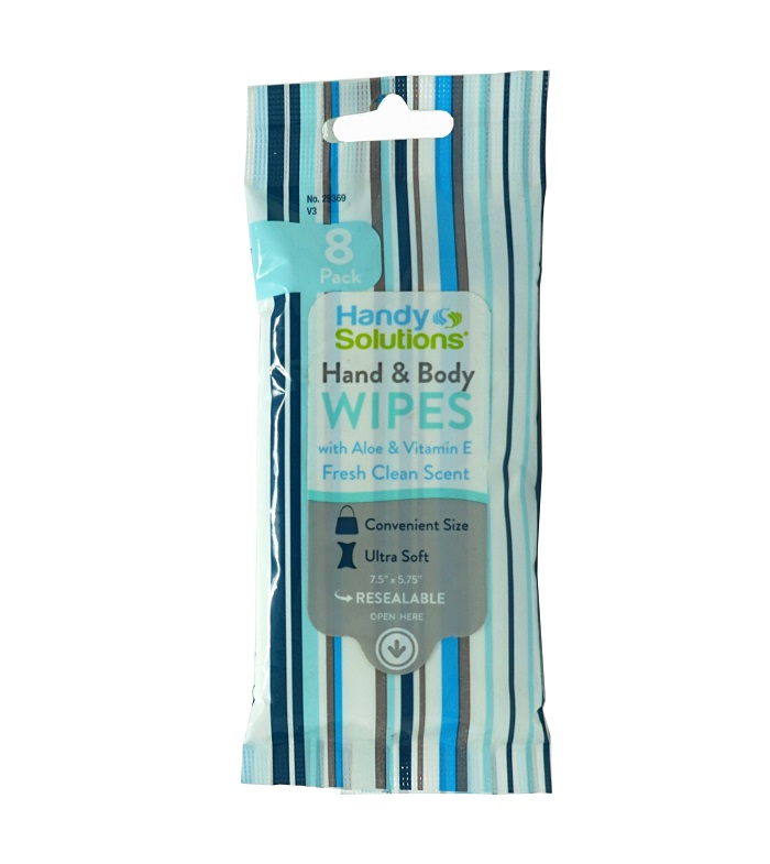 Handy solution fresh clean scent hand & body wipes