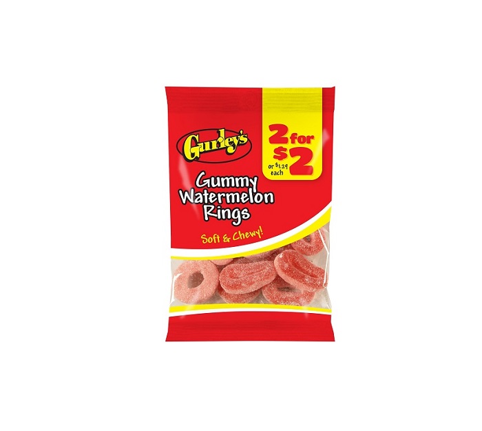 Gurley`s gummi watermelon rings 2/$2 12ct 3oz