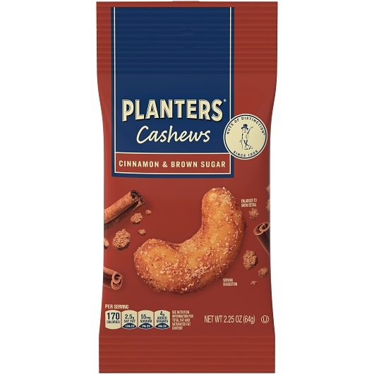 Planters cashews cinnamon & brown sugar 10ct 2.25o