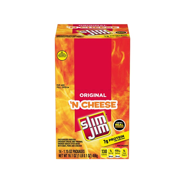 Slim jim mild original beef n cheese 14ct 1.15oz