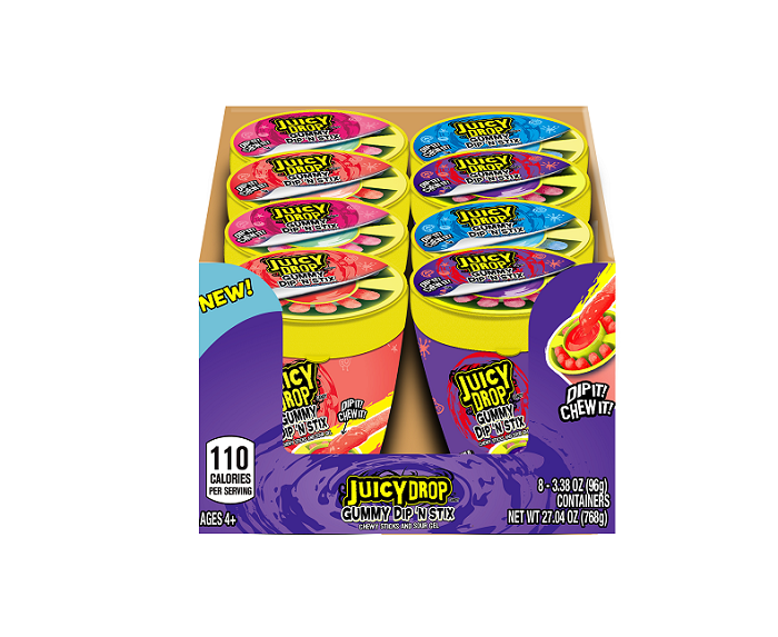 Topps juicy drop dip n stix gummies cup 8ct
