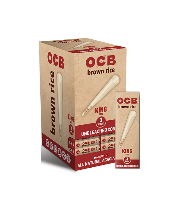 Ocb brown rice cone k/s 109mm 24/3pk