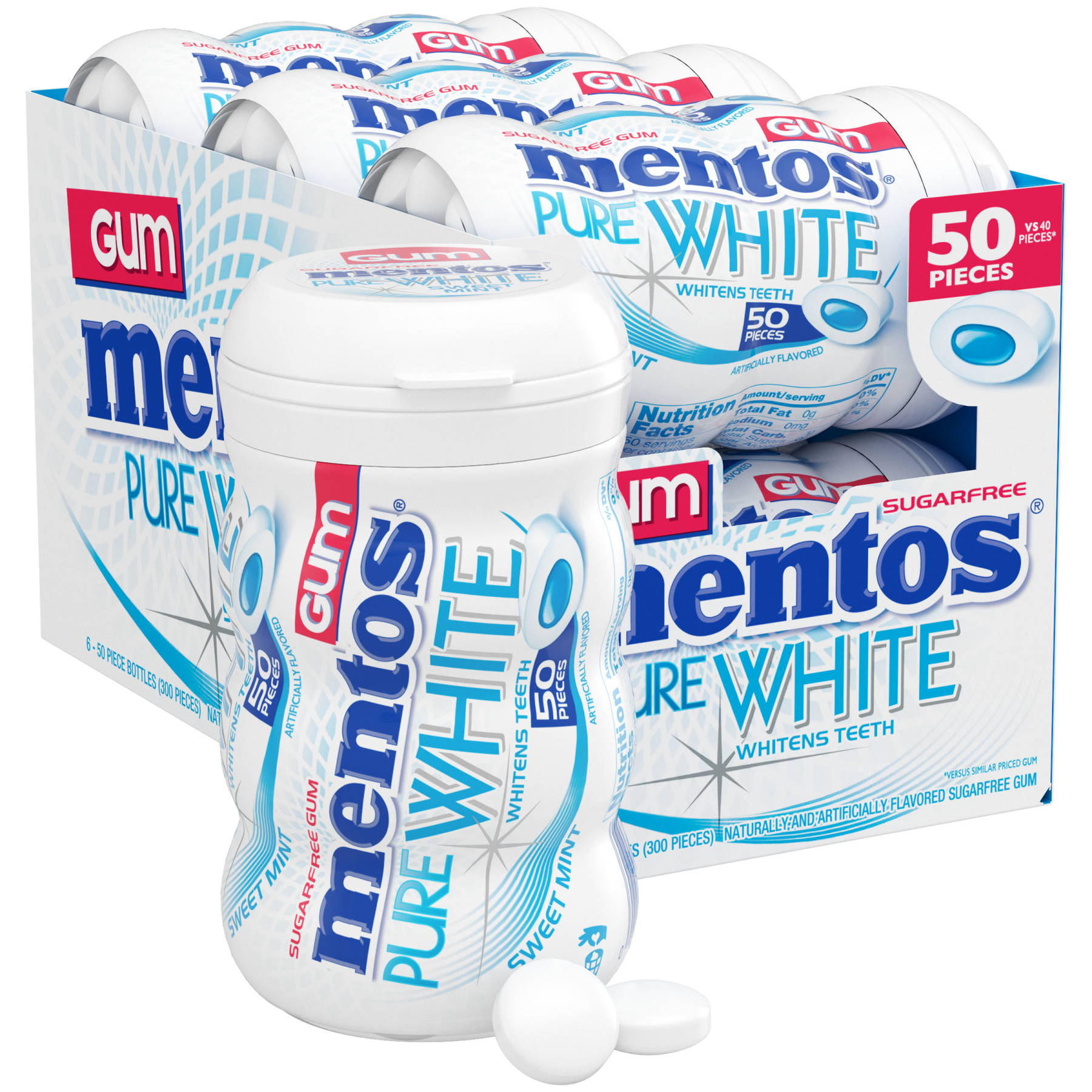 Mentos pure white 50pc 6ct