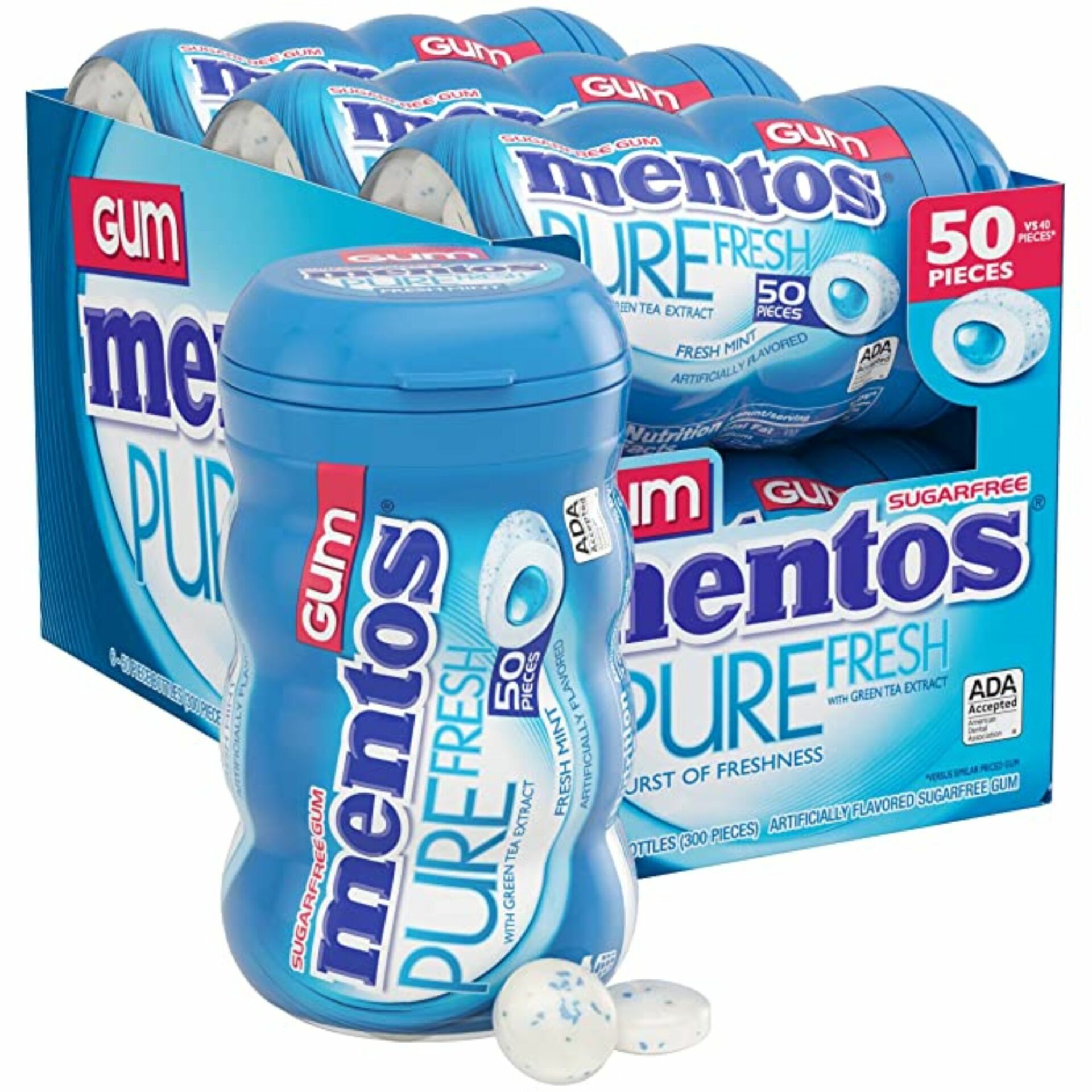Mentos pure bubble fresh gum 50pc 6ct