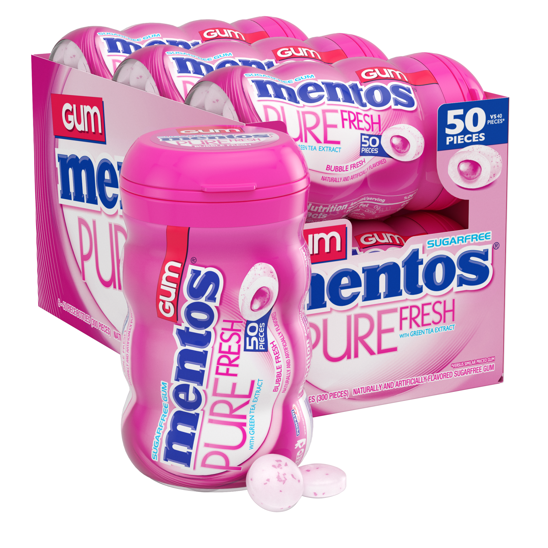 Mentos pure fresh gum strawberry 50pc 6ct