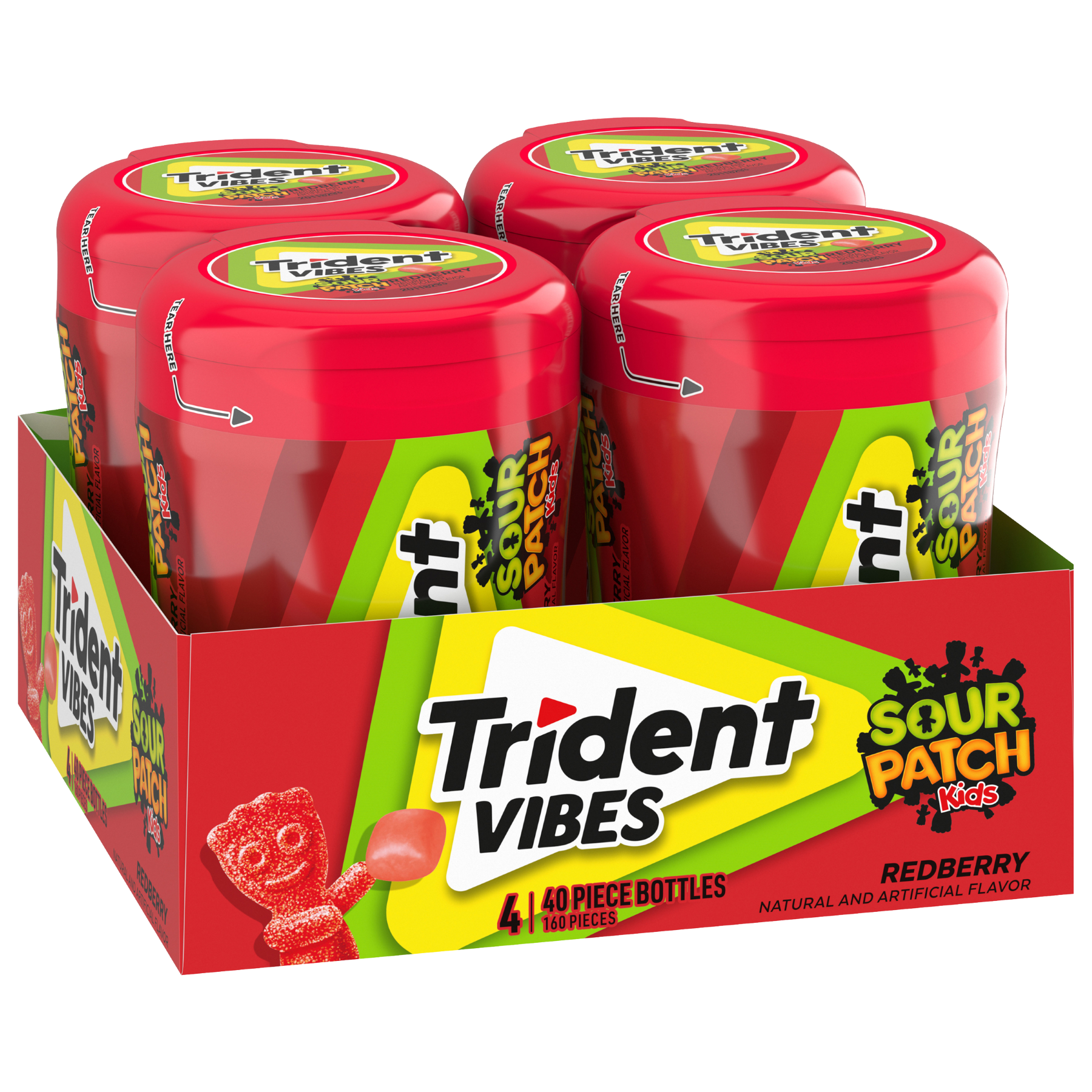 Trident vibes sour patch kids redberry 40pc 4ct