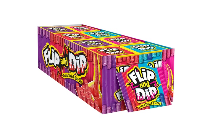 Flip and dip candy gummy sticks & sour 8ct 3.4oz