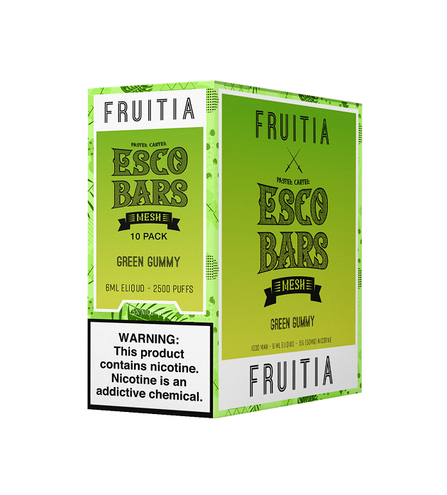 Esco bars green gummy fruitia 2500 disposable 10ct