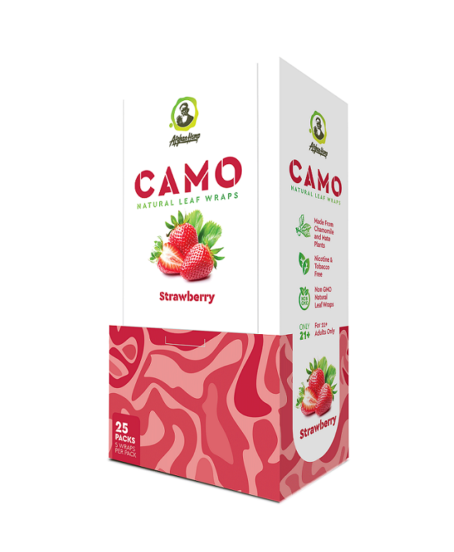 Camo strawberry hemp wraps 25/5pk