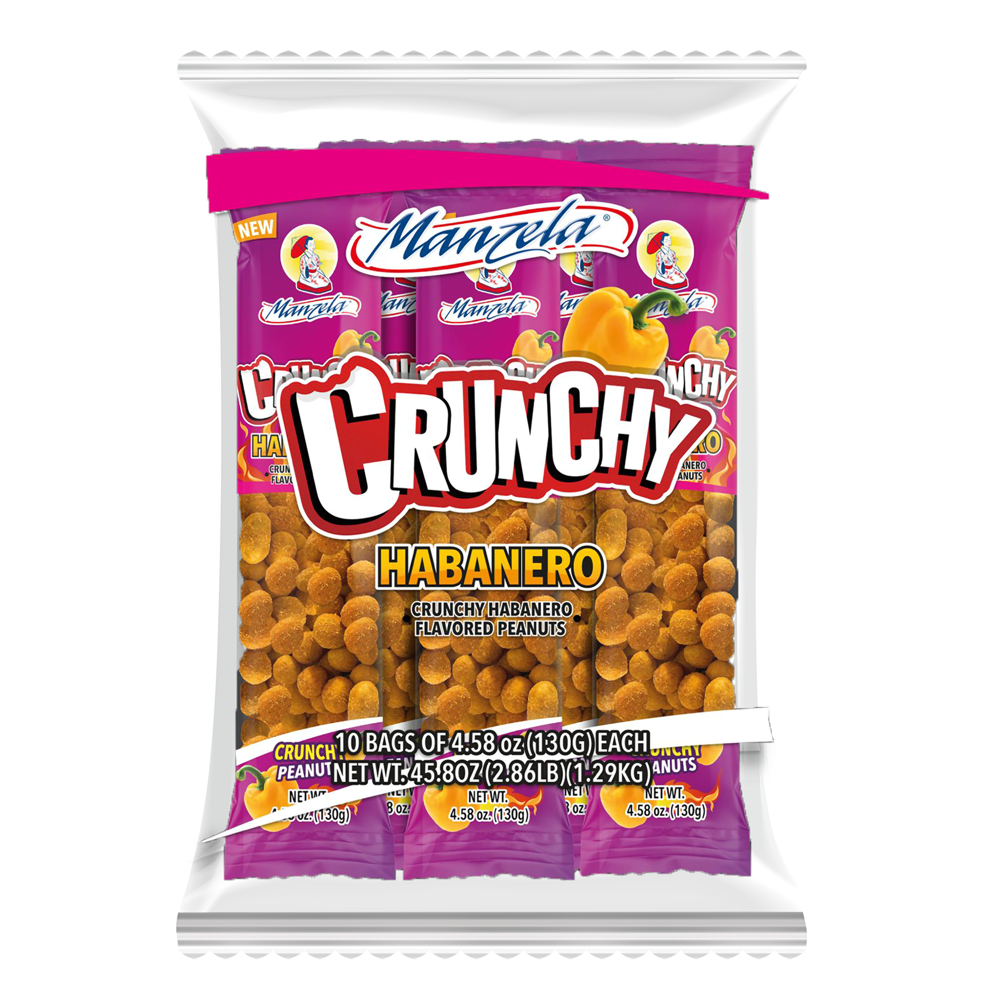 Manzela habanero crunchy peanuts 10ct 4.58oz