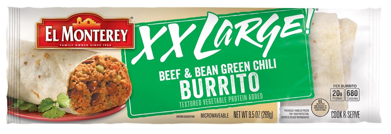 El monterey beef bean grn chili burrito xxl 9.5oz