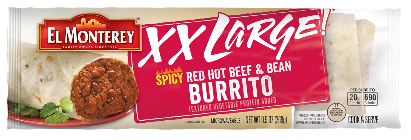 El monterey spicy beef & bean burrito xxl 9.5oz