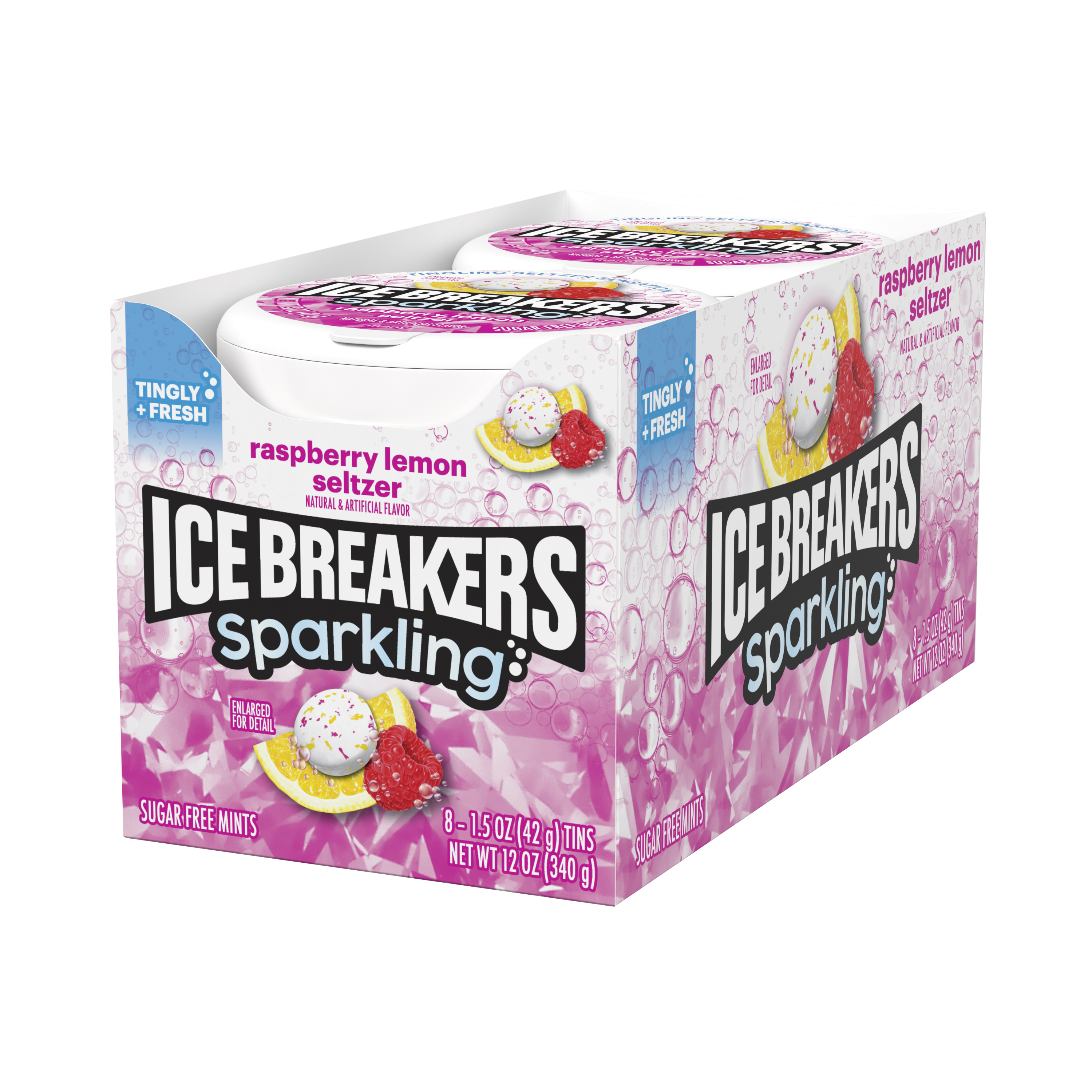 Ice breakers sparkling raspberry lemon mints 8ct