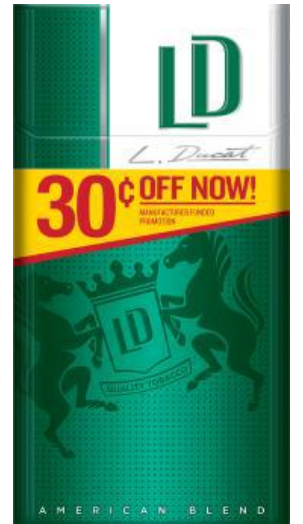 Ld menthol 100 box $.30 off