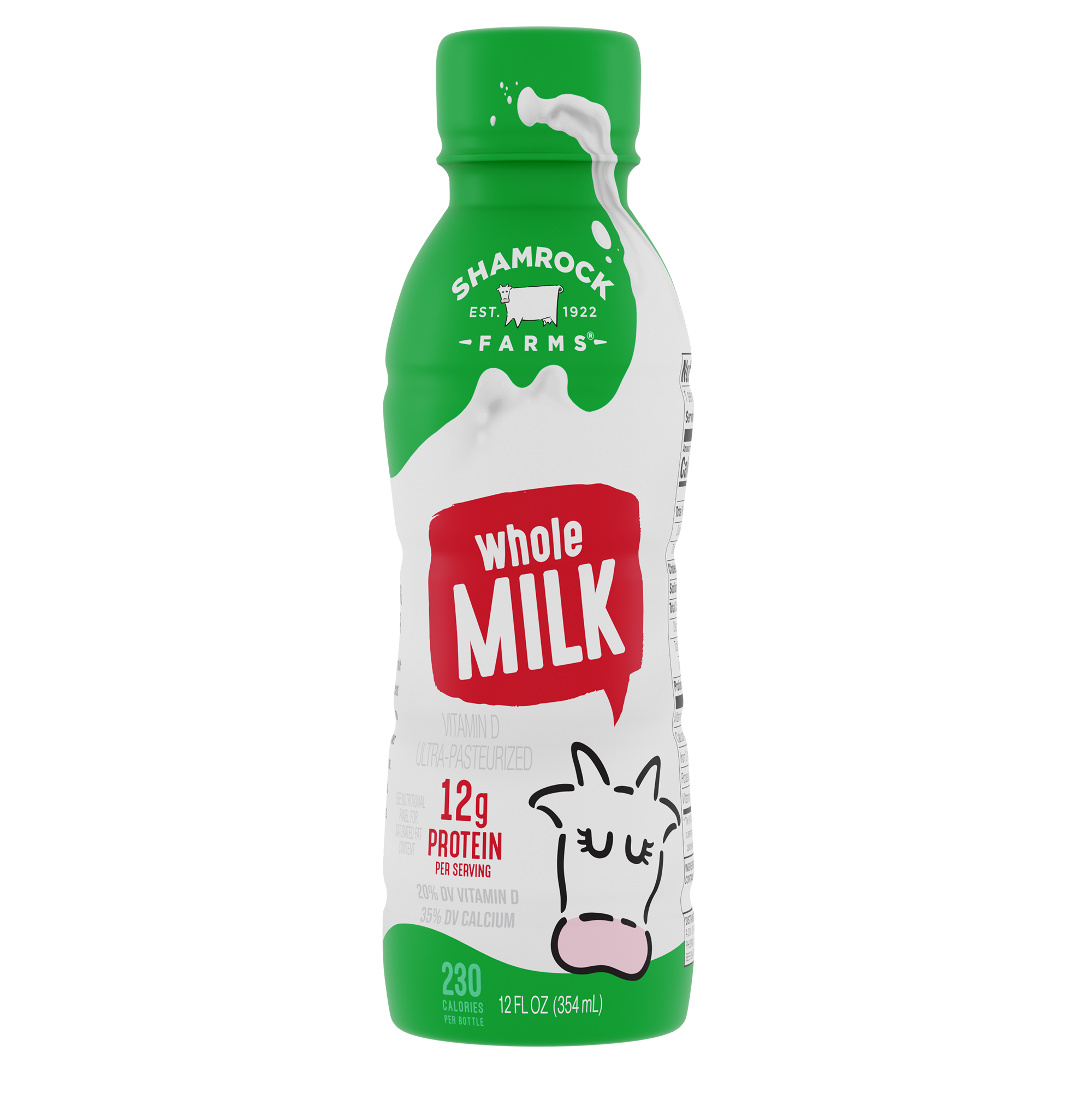 Shamrock farms white esl whole milk 12ct 12oz