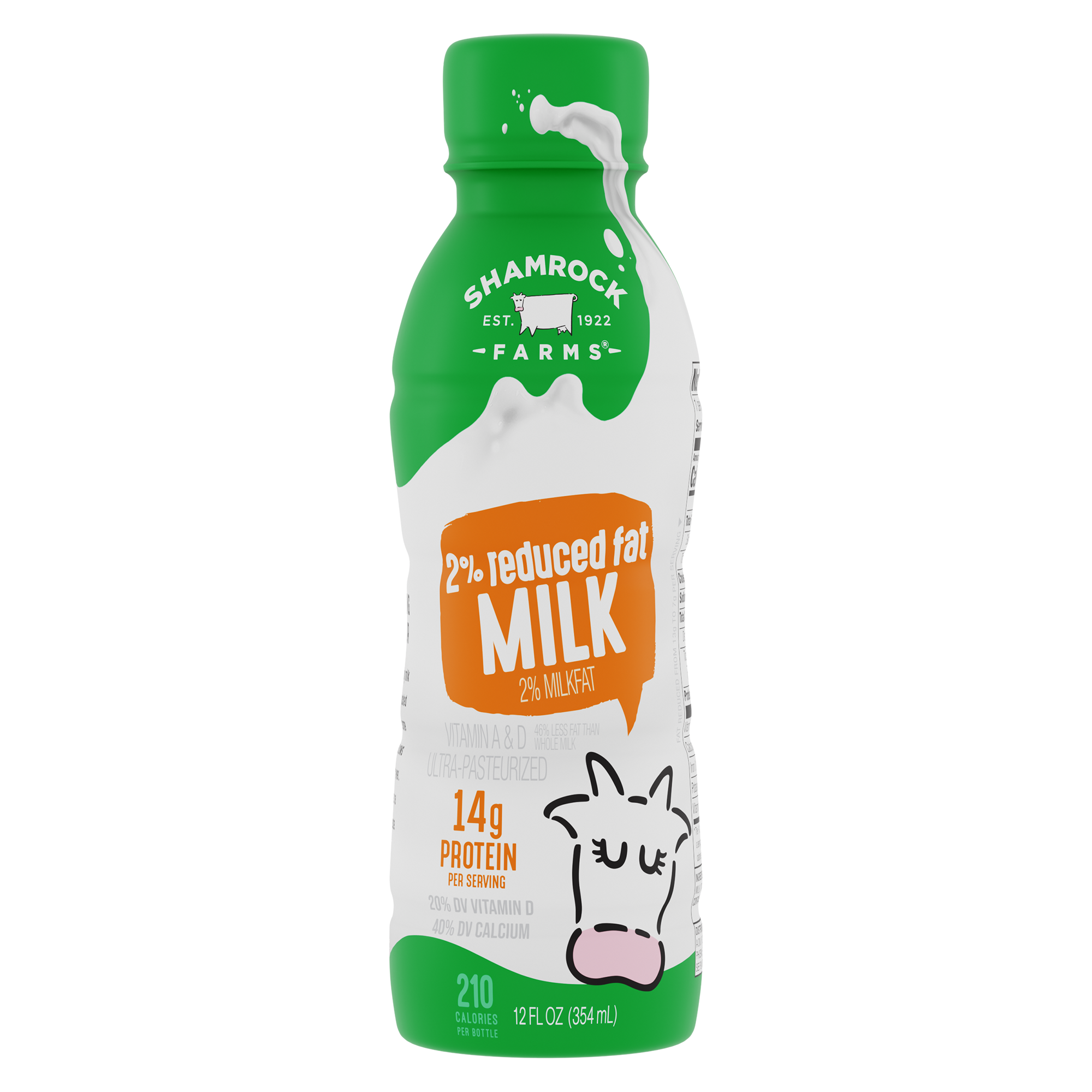 Shamrock farms white esl 2% milk 12ct 12oz