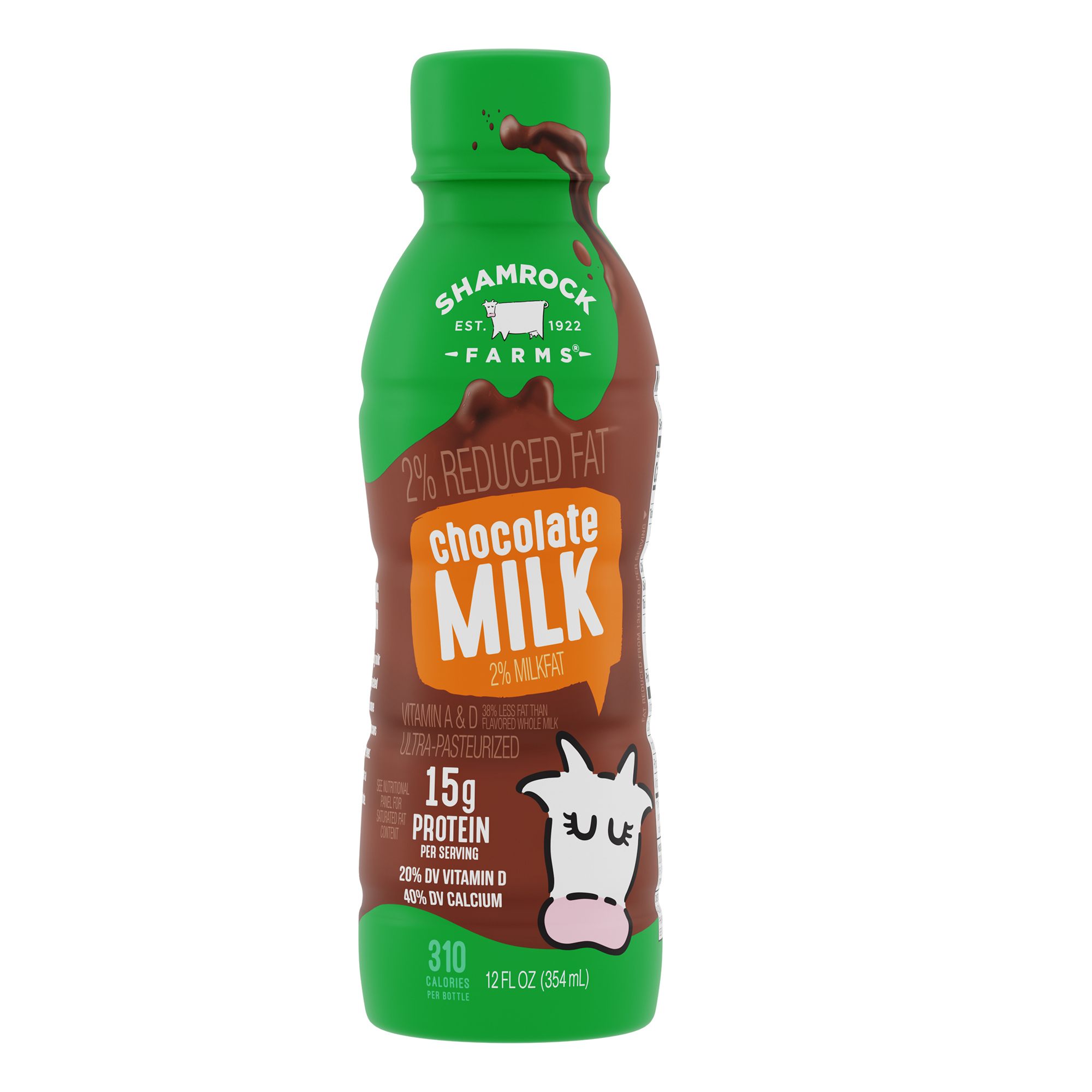 Shamrock farms chocolate esl 2% milk 12ct 12oz