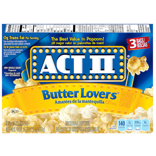 Act ii microwave popcorn butter lovers 3ct 2.75oz