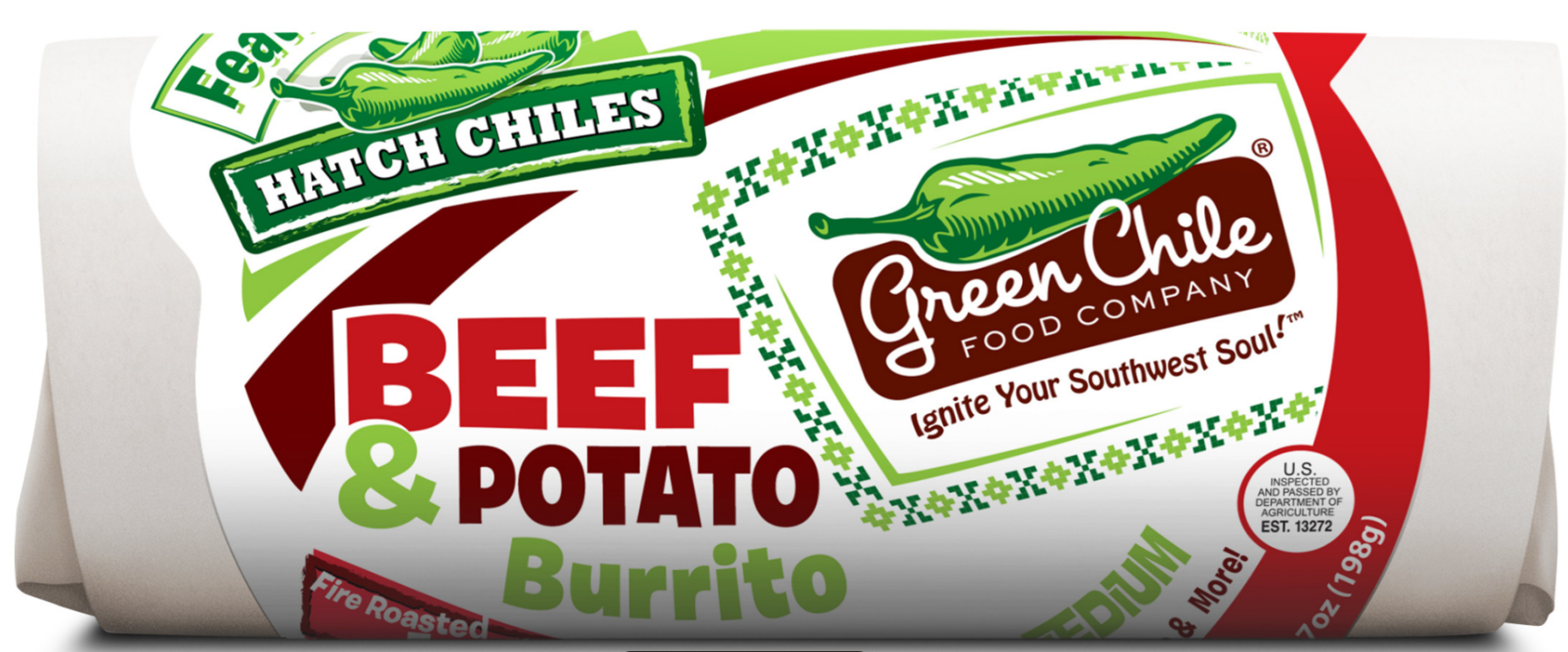 Green chile co beef & potato burrito 7oz