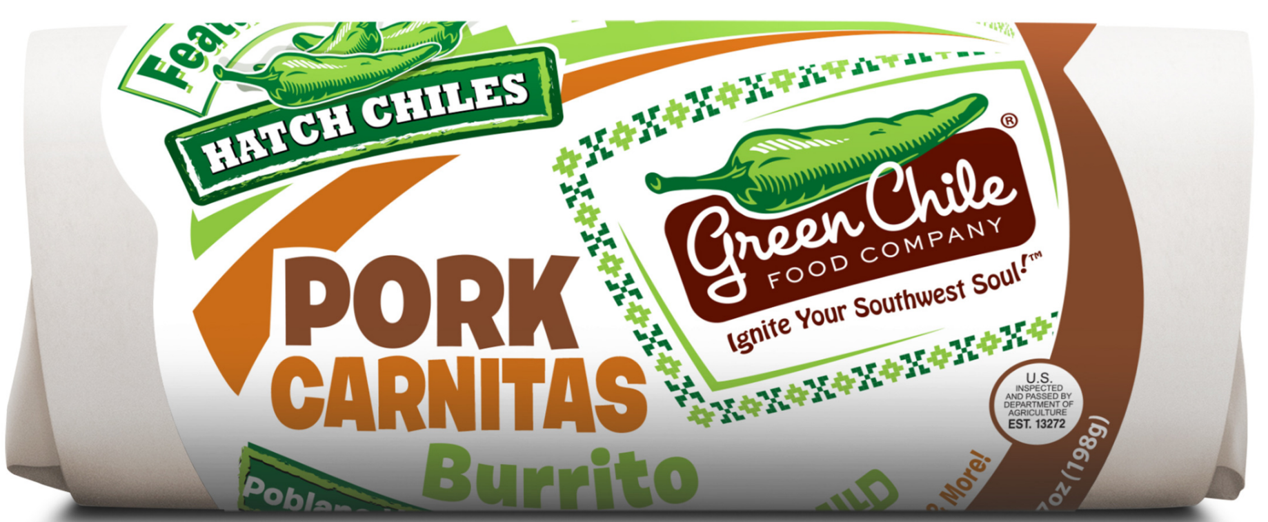 Green chile co pork carnitas burrito 7oz